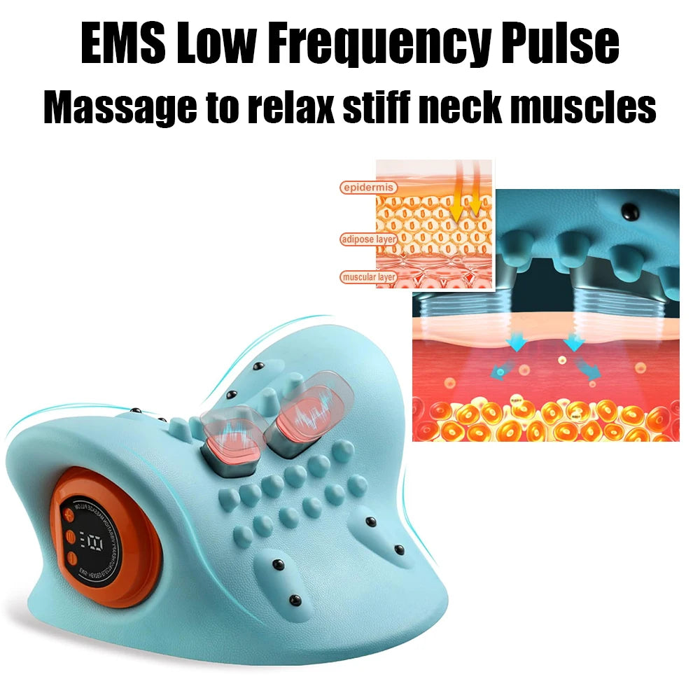 Coussin de Massage Cervical Électrique – Soulagement du Cou par Traction et Chauffe