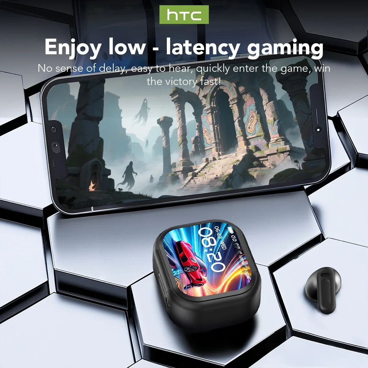 Écouteurs Bluetooth HTC NE20 - Traducteur IA & Écran Tactile LCD