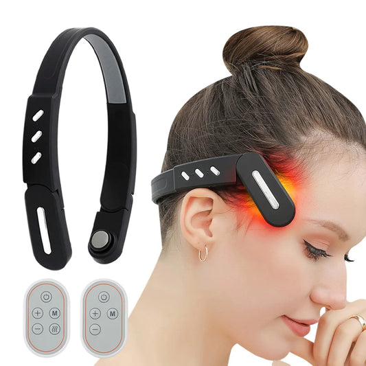 Masseur Crânien Électrique EMS - Compression Chaude Vibration Musique Anti-Migraine