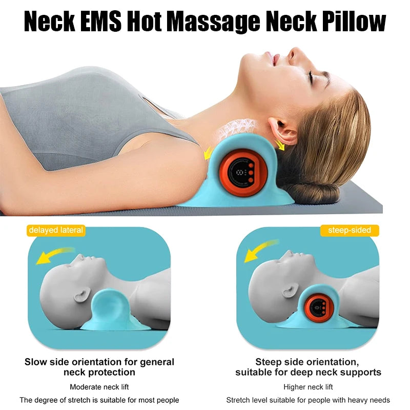 Coussin de Massage Cervical Électrique – Soulagement du Cou par Traction et Chauffe
