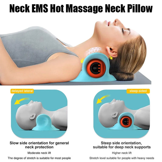 Coussin de Massage Cervical Électrique – Soulagement du Cou par Traction et Chauffe